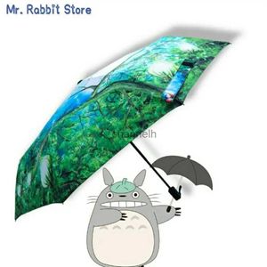 Regenschirme Mein Nachbar Totoro Süßer täglicher Faltschirm Ghibli Totoro Regenschirm Sonne Regen Regenschirm Anime YQ231129