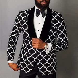 Men's Suits Blazers England Retro Pattern Print Men Casual Suit Blazer Spring Turn-down Collar Business Outwear Autumn Single Button Man Jacket Coat 231128