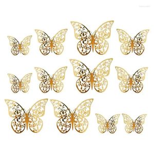 Festlig leveranser Butterfly Cake Toppers Födelsedagsdekorationer 12st 3 storlekar för Baby Shower Wedding Party Decor