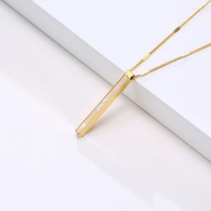 Pendant Necklaces Vertical Bar Necklace For Women Gold Color Stainless Steel With Shell Insert Vintage Temperament Lady Neck Jewelry