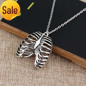 laces Anatomy Anatomical Human Rib Cage Body Chest Necklace Skeleton Pendants Punk Fashion Vintage Medical Biology Jewelry Men Boys