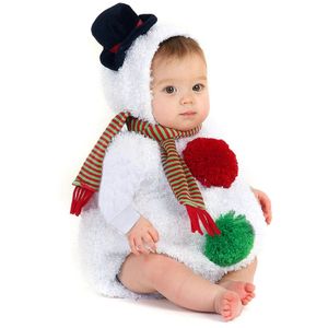 Bebek bebek erkek kız kızlar uzun kollu Noel cosplay kostüm kardan adam polar hoodie romper tulum ve eşarp seti 231129