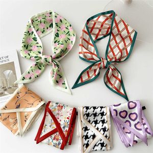 Scarves Luxury Brand 2023 Silk Feeling Scarf Wrist Neckerchief Lady Shawl Wraps Hijab Bandana Women Hair Band Beach Head Female Foulard J230428