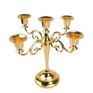 Metalowe świece 5-ramię 3-ramion stojak na świeca Dekoracja ślubna Cantelabra Centerpiece Candlestick Decor Crafts Silver Gold 2 C318G