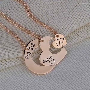 Pendant Necklaces 3 PCS/set Design Big Middle Little Sister Family Style Moon Heart Necklace Fashion For Women Jewelry Gift