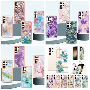 32Designs marmurowy miękki IMD TPU Chromed Case for Samsung S24 Ultra S24 Plus Fashion Flower Ocean Bling Scal Granite Kamienne okładka telefonu komórkowego