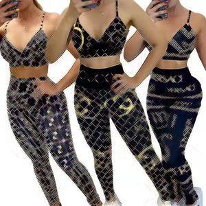 Set sportivi in due pezzi da corsa, completi da yoga, reggiseno sexy da donna e leggings, set nave libera