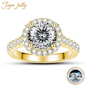 Anéis de casamento JoyceJelly Luxo 1CT 65mm Diamante Feminino Prata Esterlina 925 Banhado 14K Ouro Noivado Jóias Finas 231128