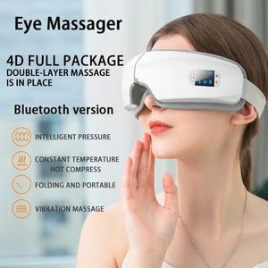 Ansiktsvårdsapparater 4D Smart Airbag Vibration Eye Massager Eye Care Instrumen uppvärmning Bluetooth Musik lindrar trötthet och mörka cirklar 231128