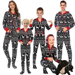 Passende Familien-Outfits, Weihnachten, passende Familien-Outfits, Pyjama-Overall, Homewear-Pyjama, Strampler, Elch-Schneeflocken-Druck, Pyjama 231129