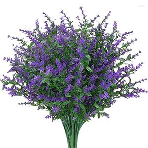 Fiori decorativi 8 pezzi/pacco finta lavanda simulazione cesto di piante posizionamento domestico decorazione floreale in plastica soggiorno matrimonio compleanno