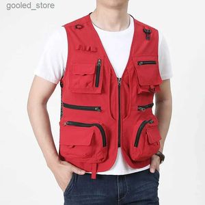 Coletes Masculinos 14 Bolsos Verão Novos Homens US Tactical Caminhadas Pesca Colete Mens Fotógrafo Colete Malha Carga Sem Mangas Jaqueta Ferramenta Colete 7XL Q231129