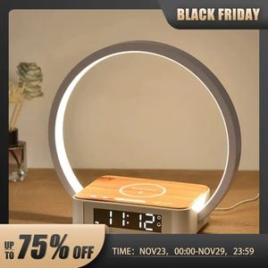 Cell Phone S ers 3 in 1 Wireless Charging Bedside Lamp Touch Table With Alarm Clock Wake Up Light Nightstand Reading Night for Bedroom 231128