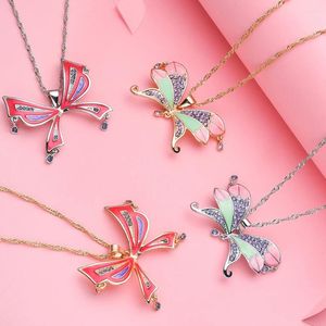 Anhänger Halsketten Catuni Exquisite Winx Schmetterling Halskette Eingelegter Kristall Zirkon Rosa Girly Geschenk Emaille Schmuck Für Tochter Mädchen Frauen