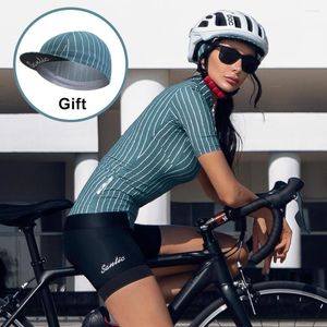 Racing Jackets Santic Cycling Jersey 2023 Women Pro Fit Road MTB Jerseys Bicycle Short Sleeves Summer Breathable S-3XL L0C02161