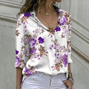 2023 Vintage Chiffon Blouses Office Women Printed Floral Shirts Mujer Loose Tops Ladies Long Sleeve Elegant Clothes Women