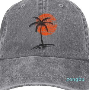 Ball Caps Fashion Palm Tree Baseball Unisex Summer Aloha Beaches Outdoor Adjustable Denim Dad Hat Art Peaked Cap For Travel Gift
