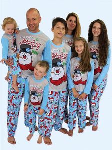 Family Matching Outfits Christmas Dad Mom Daughter Son Sleepwear 2023 Tops Pants Snowman Pajamas Sets 231128