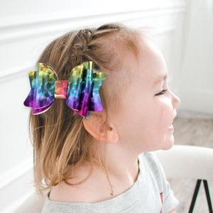 Hair Accessories 1Pcs Baby Girls Bow Knot 5cm Clips Kids Headwear Hairpin Die Laser Half-covered Cloth Double Insert