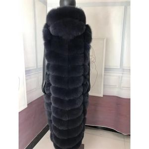女性の毛皮のフェイクジャケットのための本物のベストナチュラルコート女性コートフードウエストコートロング231128