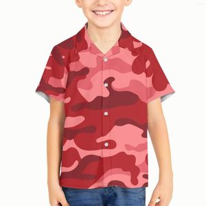 Men's Casual Shirts Camouflage Pattern Children Kid Boy Beach Shirt Summer Short Sleeve Hawaiian Quick Dry Tee Clothes Holiday