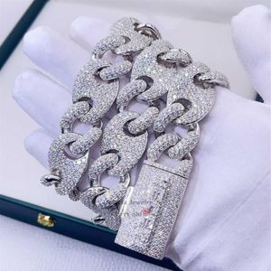 White Gold Silver 925 20mm Mariner Link Iced Out Hip Hop Men Rapper Jewelry Custom Name Lock Moissanite Chain2599