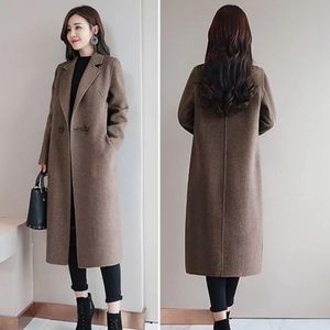 Kvinnors ull blandar vinterrock trendig midi längd lady coat anti-rynka lady coat hack krage vinter överrock för shopping 231128