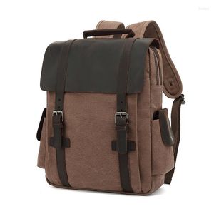 Backpack Fashion Leather Canvas Men School Bag Military Women Rucksack Male Knapsack Bagpack Mochila