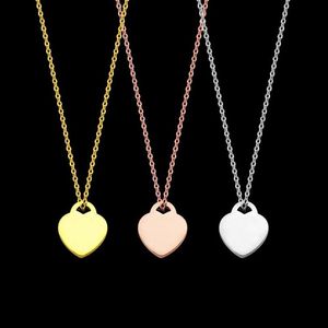 Fashion stainless steel T letter peach heart green rose gold silver necklace foreign trade ladies love necklace for woman290w