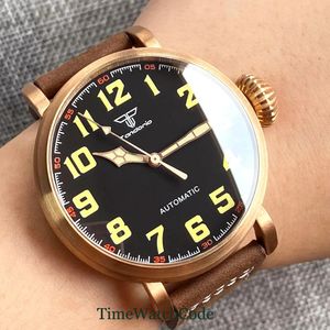 Relógios de pulso Tandorio 47mm NH35 Diver Men's Automatic Watch CUSN8 Bronze Sólido ou Caixa de Aço 316L 10ATM Sapphire Crystal Black Dial 231128