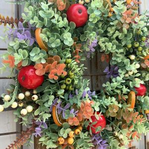 Dekorativa blommor Multi Color Wreath Chile Decor 2023 Mini Red Simulation Orange Slice Door Hanging Fast