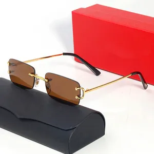 Designer Polarized Sunglasses Women Mens Fashion Frameless Female Gradient Square Gold Alloy Men Carti Sun Glasses Red Carter Sunglass UV400 Eyeglasses Lunette