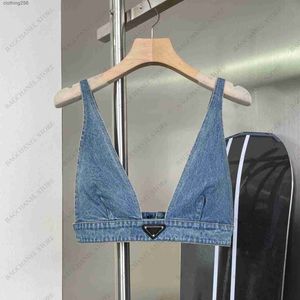 Women's Tanks suspender vest motorcycle bra versatile backing elastic band adjustable sexy underwear fashion with denim nylon lady tops Size04