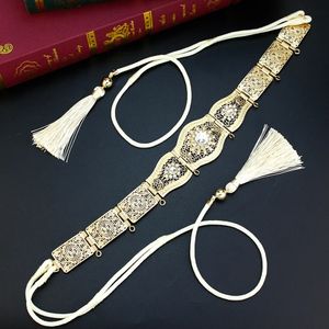 Other Fashion Accessories Neovisson Elegent Arabic Women Rope Belt Handmade Gold Color Morocco Bride Jewelry Crystal Wedding Dress Belt Ladies Favorite 231128