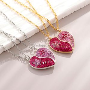 Ожерелье с подвеской в форме сердца и блестками, цепочка лучшего друга, милое модное колье, магнитное притяжение, ожерелье для пары, ювелирные изделия