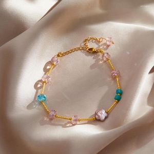 Braccialetti con ciondoli Bracciale con perle barocche naturali a forma di fiore di moda per donna 2023 braccialetti in acciaio inossidabile con cristalli lucidi gioielli originali