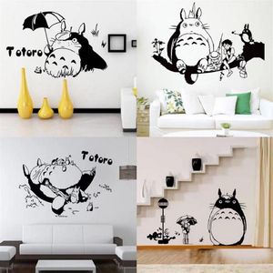Adesivos de parede dos desenhos animados totoro para crianças quarto decoração decalques diy decoração casa quarto pvc removível anime poster198b