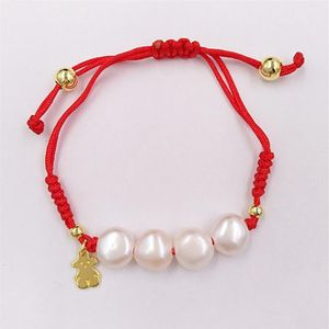 charms cute Bear jewelry dijes para pulseras 925 Sterling silver beaded pearl ankle bracelet for women men bangles chain sets birt314w