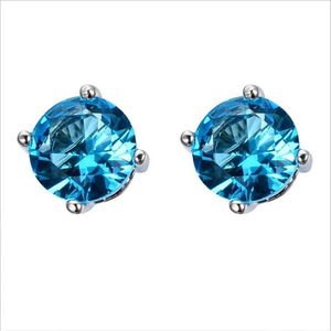 LuckyShine 12 Par Blue Zircon Crystal Stud Earring Fashion Simple Small Stud Earrings for Women Valentine's Day Gift 8 8 MM233F