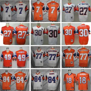 NCAA Throwback 18 Peyton Manning Fußballtrikots Retro Stitch Steve Atwater Shannon Sharpe John Elway Terrell Davis Dennis Smith Karl Mecklenburg Trikot