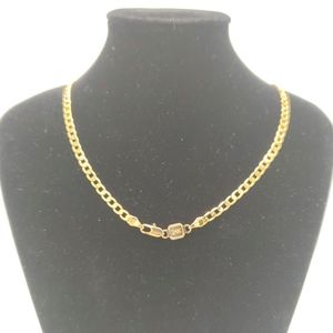 24K GOLD G F 4mm Cuban Curb Link Chain Halsband Miami Pt Fullt Choker Hip Hop DIY Stamp 24 unisex2021