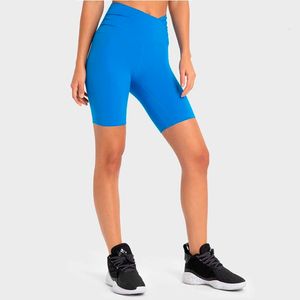 Lu Align Woman Summer Gym Sport Lemons Women Shorts Hög midja Fitness Scruncs Leggings Cross Pleat Push Up Running Shorts Tight Smut Lemon Lady Gry Sports Girls Girls