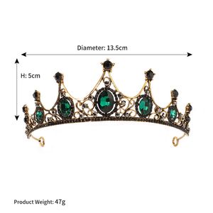 TS-0004 Ny brudkrona Vintage Barock Crown New Alloy Green Diamond Small Crown Colorful Flower Crown Birthday Party Present