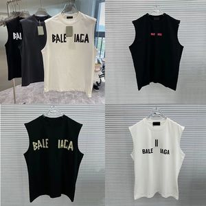 Designer Men's Tank Tops 100% Cotton Sleeveless T Shirt Letters Printed Sexy Off Shoulder Vest Summer Casual Mens Loose Breathable Gym Workout Fitness Sportswear