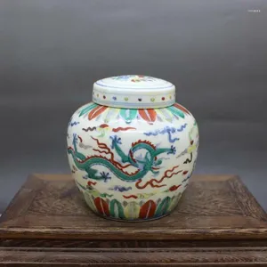 Bottles 4.7" Chinese Blue And White Porcelain Pot Ming Chenghua Doucai Dragon Design Jar