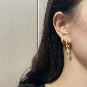 Hoop Earrings WTLTC 2023 Ins Drop 3D Cross Star For Women Punk Stylish Dangling Small Round Charms Hoops