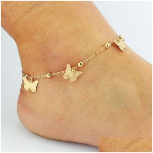 Tornozeleiras Sandálias para Sapatos de Casamento Sandel Anklet Cadeia Teste Stretch Gold Toe Anel Beading Nupcial Dama de Honra Jóias Drop Delivery Dhuot