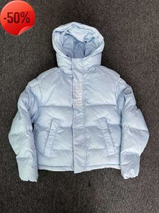 24ss Top Gradetrapstar London Decoded Hooded Puffer 2.0 Ice Blue Jacke Kapuzenpullover mit besticktem Schriftzug Winter