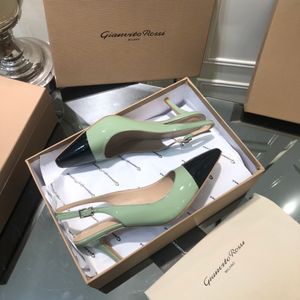 Gianvito Rossi Vitello Calf кожаные слинг -обрачные мулы женские сандалии насосы