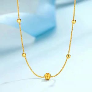 Chokers LABB Real 18K Gold Necklace Pure AU750 Cat Eye Pendant Shiny Ball Women's Fine Jewelry Fashion Party Gift X0040 231129